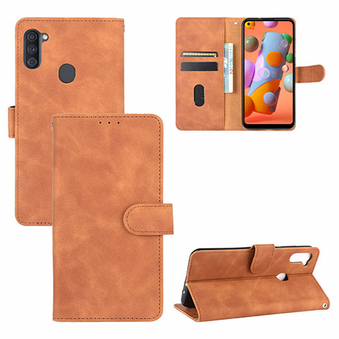 Funda de Cuero Cartera con Soporte Carcasa L03Z para Samsung Galaxy A11 Marron