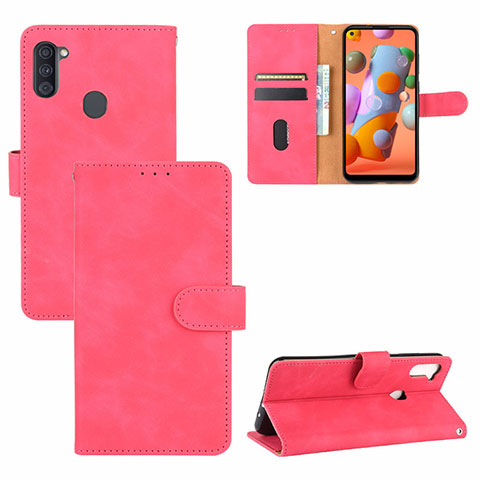 Funda de Cuero Cartera con Soporte Carcasa L03Z para Samsung Galaxy A11 Rosa Roja