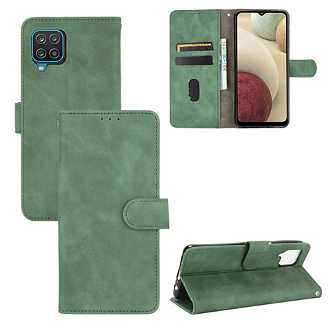 Funda de Cuero Cartera con Soporte Carcasa L03Z para Samsung Galaxy A12 Nacho Verde