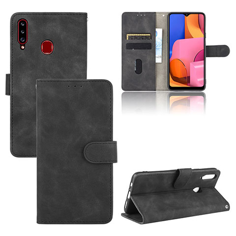 Funda de Cuero Cartera con Soporte Carcasa L03Z para Samsung Galaxy A20s Negro