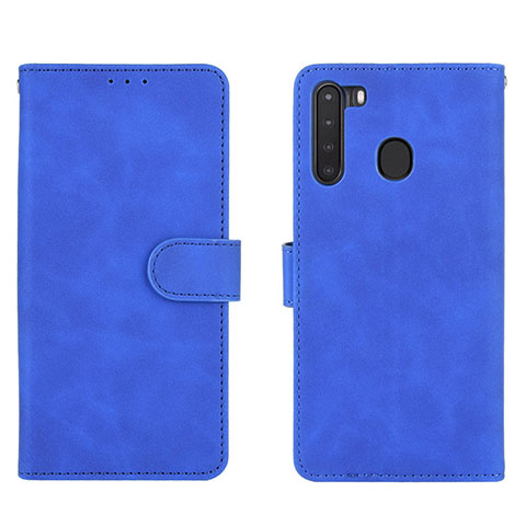 Funda de Cuero Cartera con Soporte Carcasa L03Z para Samsung Galaxy A21 Azul