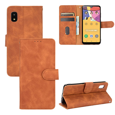 Funda de Cuero Cartera con Soporte Carcasa L03Z para Samsung Galaxy A21 SC-42A Marron