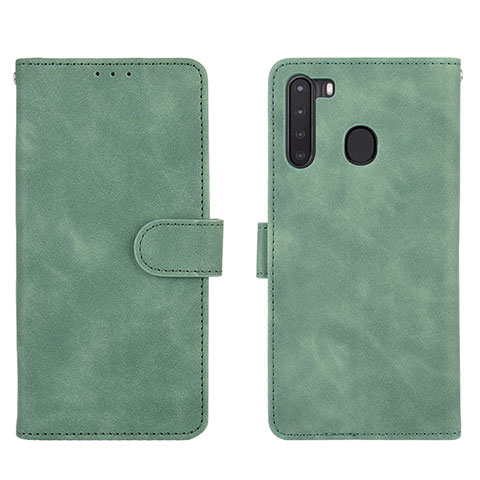 Funda de Cuero Cartera con Soporte Carcasa L03Z para Samsung Galaxy A21 Verde