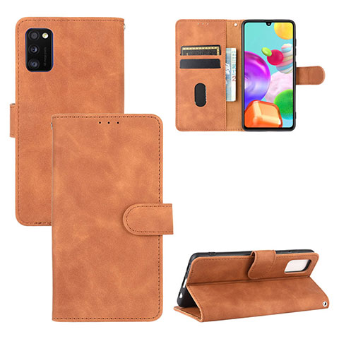 Funda de Cuero Cartera con Soporte Carcasa L03Z para Samsung Galaxy A41 Marron