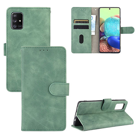 Funda de Cuero Cartera con Soporte Carcasa L03Z para Samsung Galaxy A71 4G A715 Verde