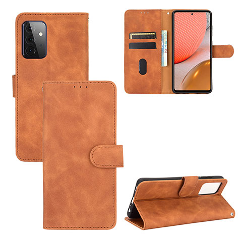 Funda de Cuero Cartera con Soporte Carcasa L03Z para Samsung Galaxy A72 5G Marron