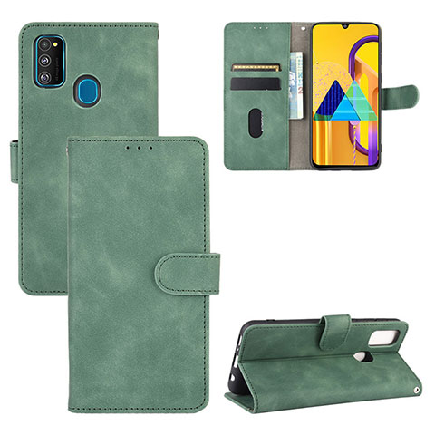 Funda de Cuero Cartera con Soporte Carcasa L03Z para Samsung Galaxy M21 Verde