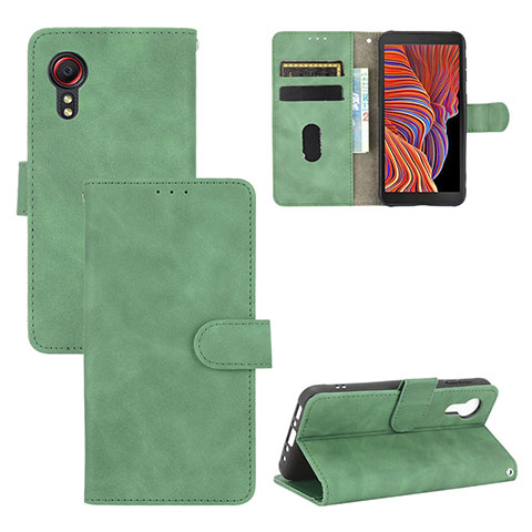 Funda de Cuero Cartera con Soporte Carcasa L03Z para Samsung Galaxy XCover 5 SM-G525F Verde