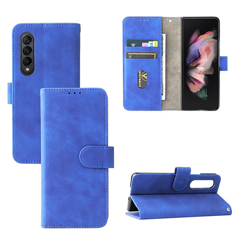 Funda de Cuero Cartera con Soporte Carcasa L03Z para Samsung Galaxy Z Fold4 5G Azul