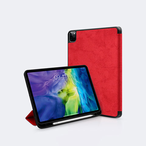 Funda de Cuero Cartera con Soporte Carcasa L04 para Apple iPad Pro 12.9 (2021) Rojo