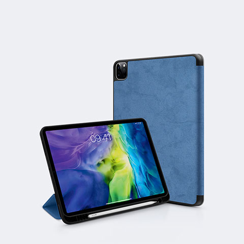 Funda de Cuero Cartera con Soporte Carcasa L04 para Apple iPad Pro 12.9 (2022) Azul