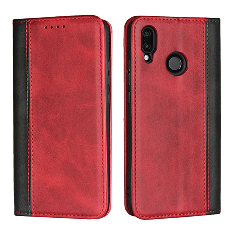 Funda de Cuero Cartera con Soporte Carcasa L04 para Huawei Nova 3e Rojo