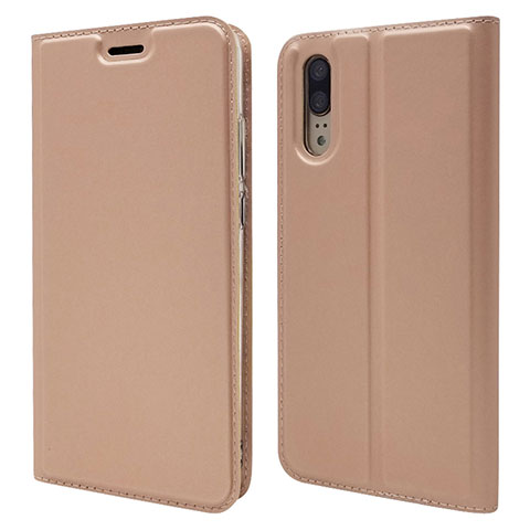 Funda de Cuero Cartera con Soporte Carcasa L04 para Huawei P20 Oro Rosa