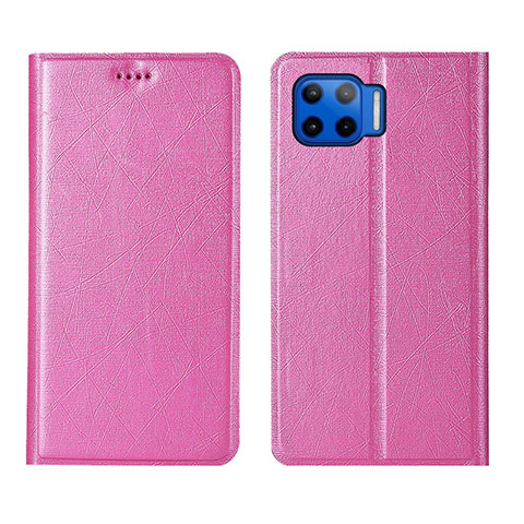 Funda de Cuero Cartera con Soporte Carcasa L04 para Motorola Moto G 5G Plus Rosa