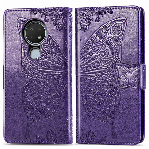 Funda de Cuero Cartera con Soporte Carcasa L04 para Nokia 6.2 Morado