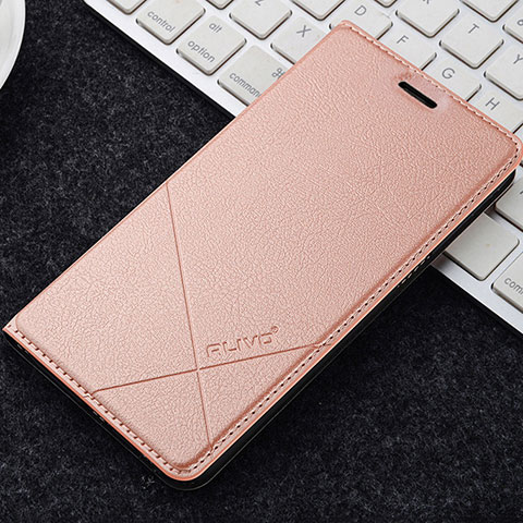 Funda de Cuero Cartera con Soporte Carcasa L04 para OnePlus 5T A5010 Oro Rosa