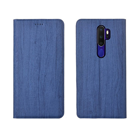 Funda de Cuero Cartera con Soporte Carcasa L04 para Oppo A11 Azul