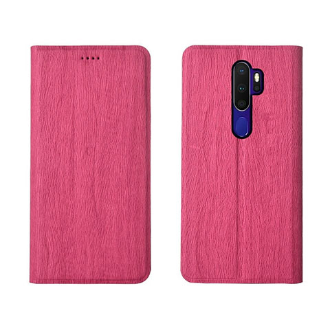 Funda de Cuero Cartera con Soporte Carcasa L04 para Oppo A11X Rosa Roja