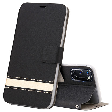 Funda de Cuero Cartera con Soporte Carcasa L04 para Oppo A72 Negro