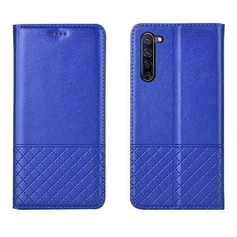 Funda de Cuero Cartera con Soporte Carcasa L04 para Oppo F15 Azul