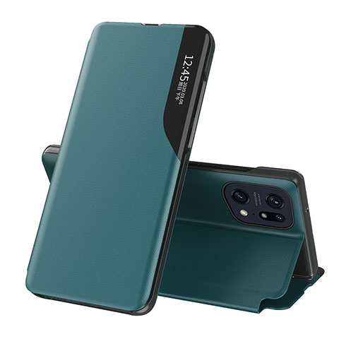 Funda de Cuero Cartera con Soporte Carcasa L04 para Oppo Find X5 5G Verde