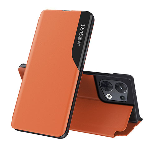 Funda de Cuero Cartera con Soporte Carcasa L04 para Oppo Reno9 5G Naranja