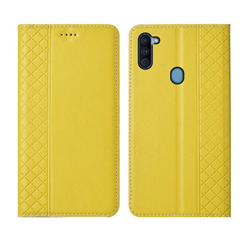 Funda de Cuero Cartera con Soporte Carcasa L04 para Samsung Galaxy A11 Amarillo