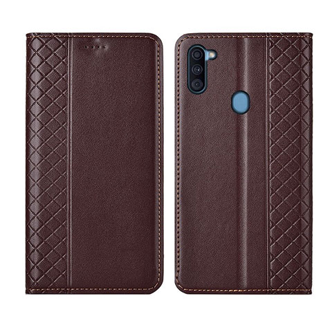 Funda de Cuero Cartera con Soporte Carcasa L04 para Samsung Galaxy A11 Marron