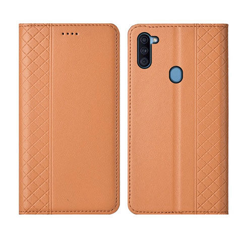 Funda de Cuero Cartera con Soporte Carcasa L04 para Samsung Galaxy A11 Naranja