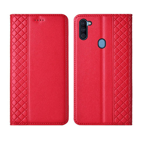 Funda de Cuero Cartera con Soporte Carcasa L04 para Samsung Galaxy A11 Rojo