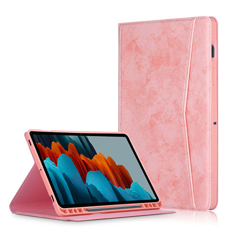 Funda de Cuero Cartera con Soporte Carcasa L04 para Samsung Galaxy Tab S7 Plus 5G 12.4 SM-T976 Rosa