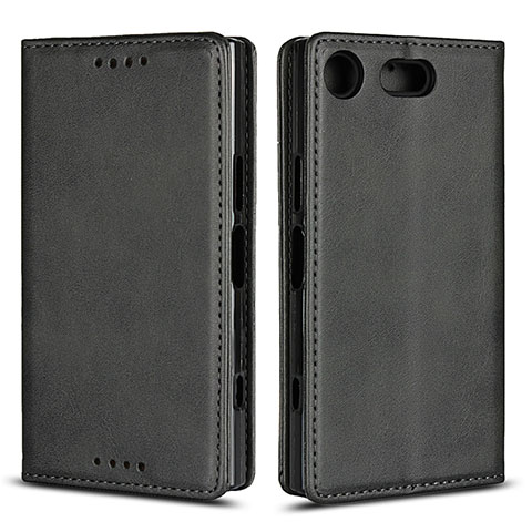 Funda de Cuero Cartera con Soporte Carcasa L04 para Sony Xperia XZ1 Compact Negro