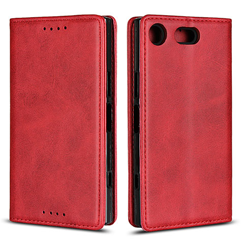 Funda de Cuero Cartera con Soporte Carcasa L04 para Sony Xperia XZ1 Compact Rojo