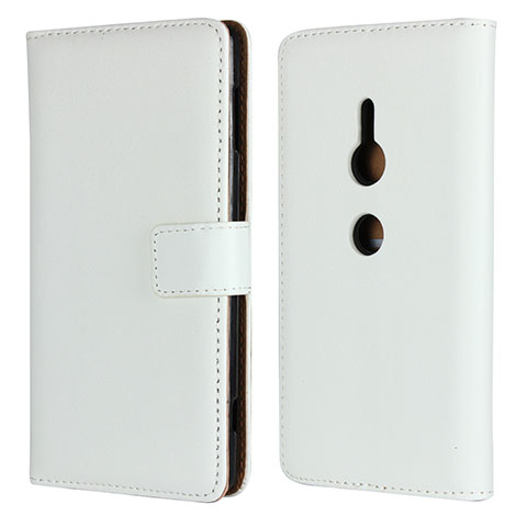 Funda de Cuero Cartera con Soporte Carcasa L04 para Sony Xperia XZ2 Blanco