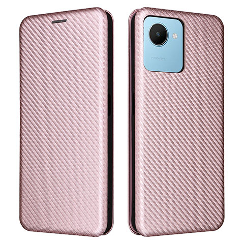 Funda de Cuero Cartera con Soporte Carcasa L04Z para Realme C30s Oro Rosa