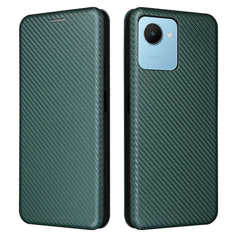 Funda de Cuero Cartera con Soporte Carcasa L04Z para Realme C30s Verde