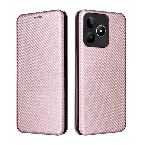 Funda de Cuero Cartera con Soporte Carcasa L04Z para Realme C51 Oro Rosa