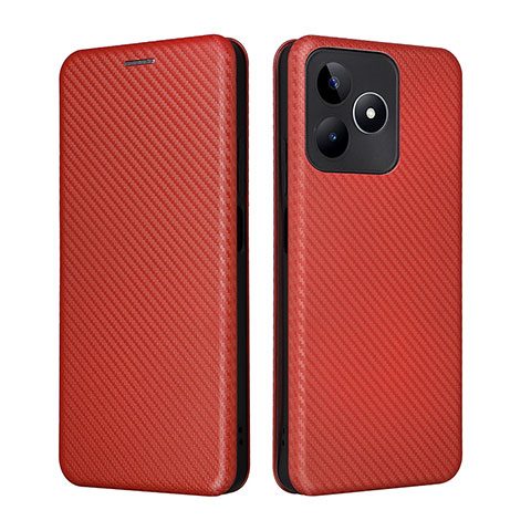 Funda de Cuero Cartera con Soporte Carcasa L04Z para Realme C67 Marron