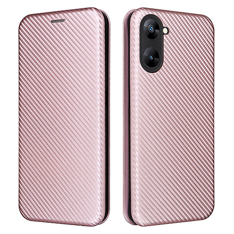 Funda de Cuero Cartera con Soporte Carcasa L04Z para Realme V30 5G Oro Rosa