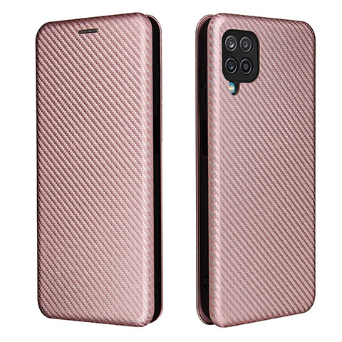 Funda de Cuero Cartera con Soporte Carcasa L04Z para Samsung Galaxy A12 Nacho Oro Rosa