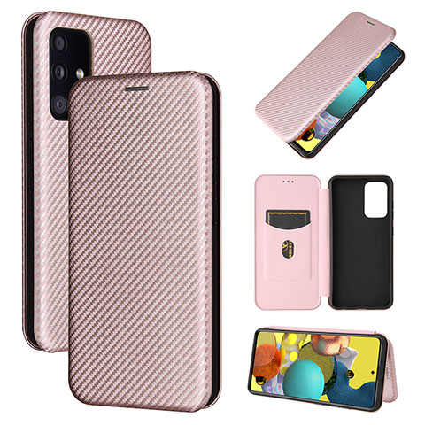 Funda de Cuero Cartera con Soporte Carcasa L04Z para Samsung Galaxy A52s 5G Oro Rosa