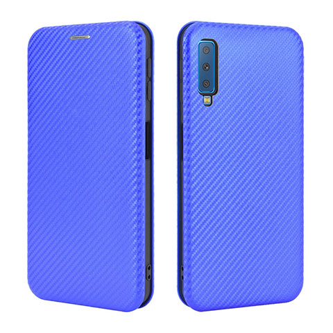 Funda de Cuero Cartera con Soporte Carcasa L04Z para Samsung Galaxy A7 (2018) A750 Azul
