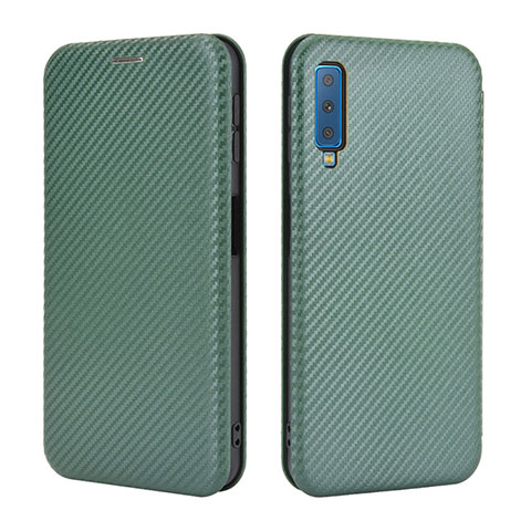 Funda de Cuero Cartera con Soporte Carcasa L04Z para Samsung Galaxy A7 (2018) A750 Verde