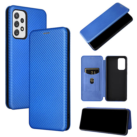 Funda de Cuero Cartera con Soporte Carcasa L04Z para Samsung Galaxy A73 5G Azul