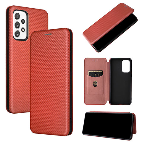 Funda de Cuero Cartera con Soporte Carcasa L04Z para Samsung Galaxy A73 5G Marron