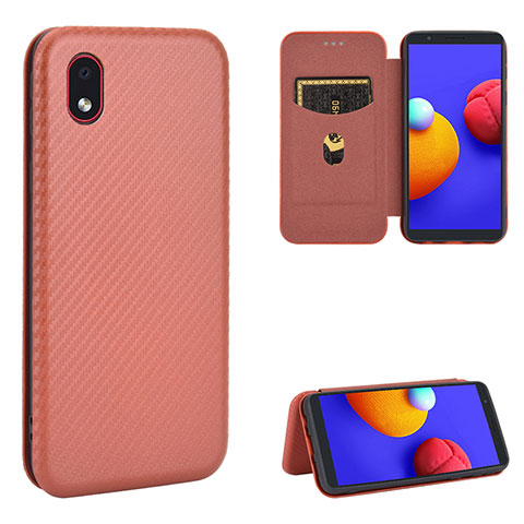 Funda de Cuero Cartera con Soporte Carcasa L04Z para Samsung Galaxy M01 Core Marron