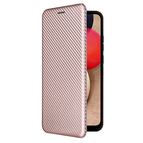 Funda de Cuero Cartera con Soporte Carcasa L04Z para Samsung Galaxy M02s Oro Rosa