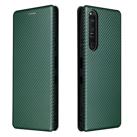 Funda de Cuero Cartera con Soporte Carcasa L04Z para Sony Xperia 1 III Verde