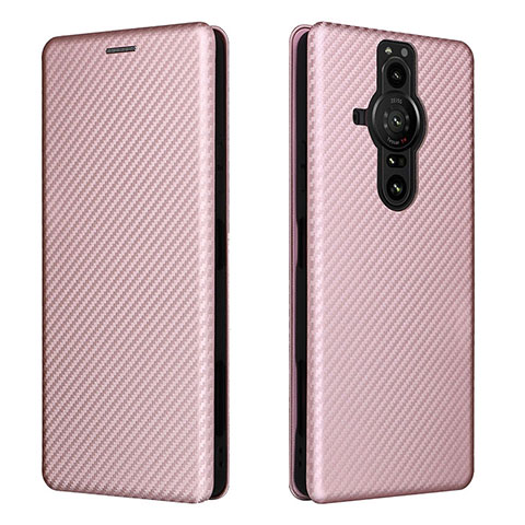 Funda de Cuero Cartera con Soporte Carcasa L04Z para Sony Xperia PRO-I Oro Rosa