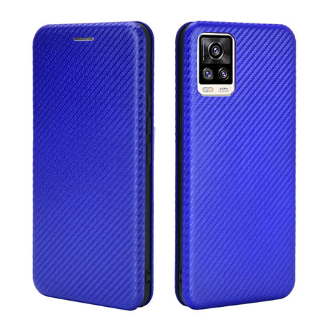 Funda de Cuero Cartera con Soporte Carcasa L04Z para Vivo V20 (2021) Azul